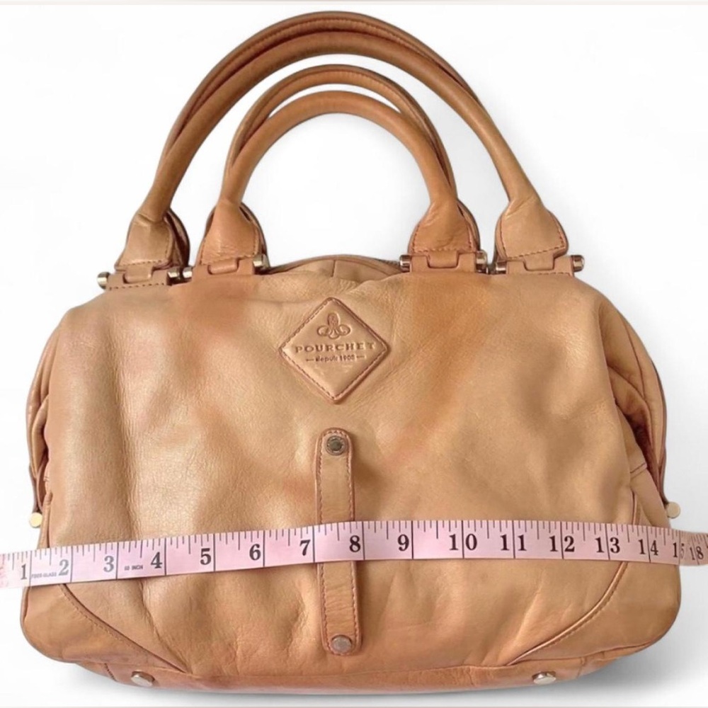 Rare Vintage Pourchet Paris Slouchy Leather Double Handle Boho Satchel - Picture 7 of 16